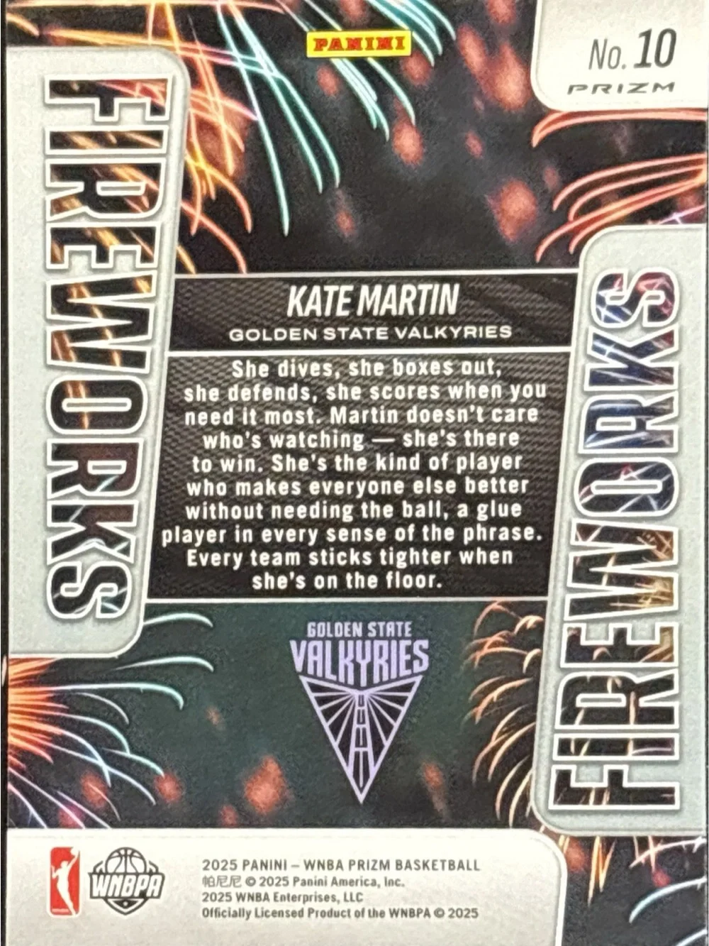 Panini Prizm Kate Martin Basketball Card - Fireworks